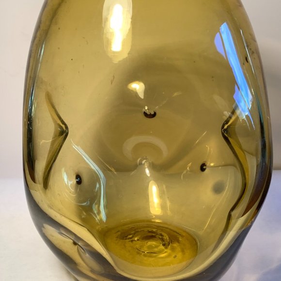 Blenko-style handblown glass Vase with dimples, Ombre, 8x4 inches - Picture 6 of 8